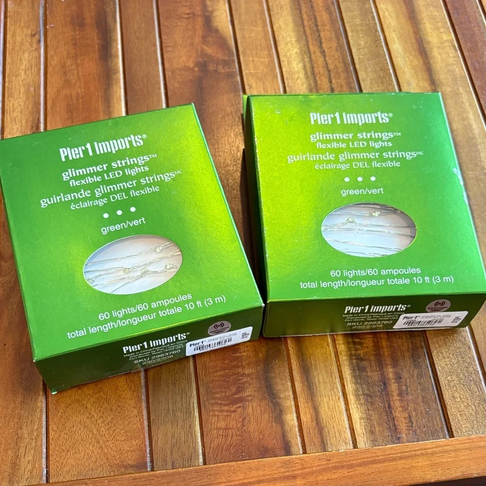 Pier 1 Imports Green Glimmer LED Flexible String Lights Built in Timer Set of 2